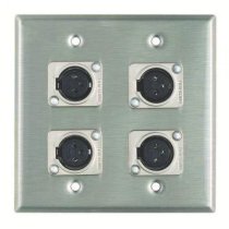 Wall Plate, 4 XLRF (Latchless), 2 Gang