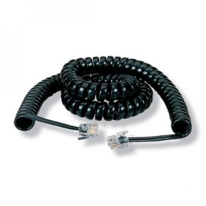 RJ-22 Modular Coiled Handset Cord, Black, 25-ft. (