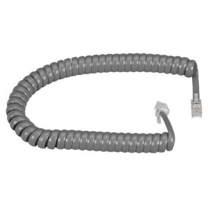RJ-22 Modular Coiled Handset Cord, Dark Gray, 25-f