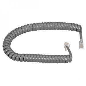 RJ-22 Modular Coiled Handset Cord, Dark Gray, 6-ft