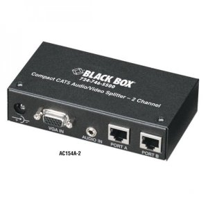 Compact CAT5 Audio/Video Splitter, 2-Channel