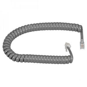 RJ-22 Modular Coiled Handset Cord, Dark Gray, 12-f