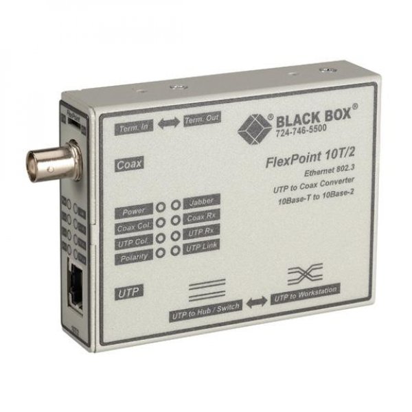 FlexPoint 10BASE-T to BNC Media Converter, 10-Mbps