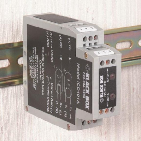RS-232 to Current Loop DIN Rail Converter w/Opto-I