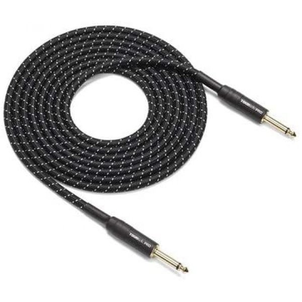 25&apos; Woven Instrument Cable, Gold Plug