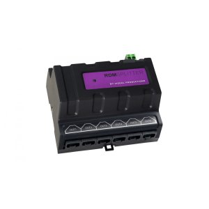 DIN rail mounted DMX+RDM splitter/booster.