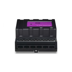 DIN rail mounted DMX+RDM splitter/booster.