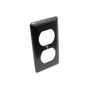 Narrow Black Steel Duplex Cover Plate