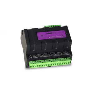 DIN rail mounted DMX+RDM splitter/booster.