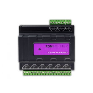 DIN rail mounted DMX+RDM splitter/booster.