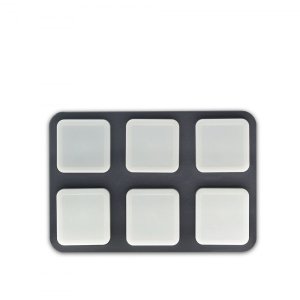Wall-mount panel with backlit push-buttons.
