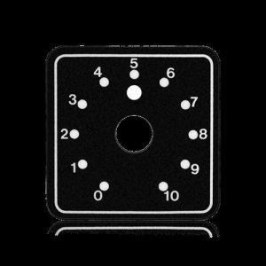 2″ x 2″ Polycarbonate Dial Scale. 3/8″ Center Hole