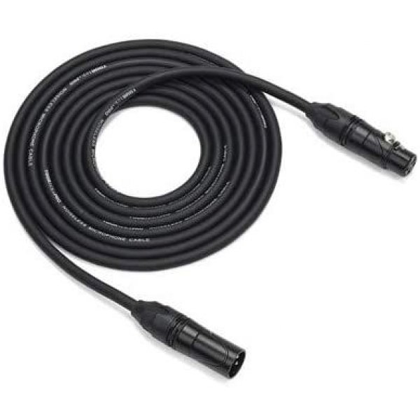 30&apos; XLR Microphone Cable, Gold Plug