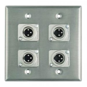 Wall Plate, 4 XLRM, 2 Gang