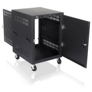 14RU Mobile Equipment Rack with Doors (25.5″ Deep)