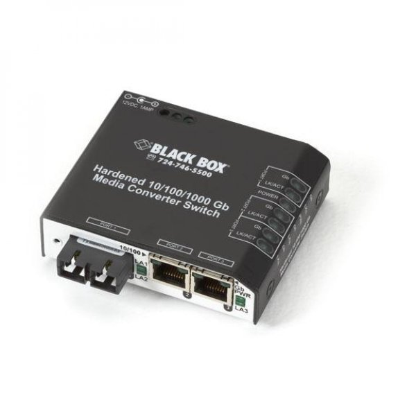 Hardened Media Converter Switch, 10-/100-/1000-Cop