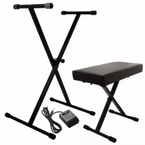 Keyboard Stand and Bench Pack with Keyboard Sustain Pedal