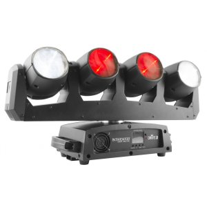 FIVE RGBW moving heads on a single rotating bar!